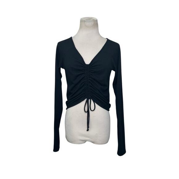 PST black long sleeves ruched top size M - Picture 11 of 11
